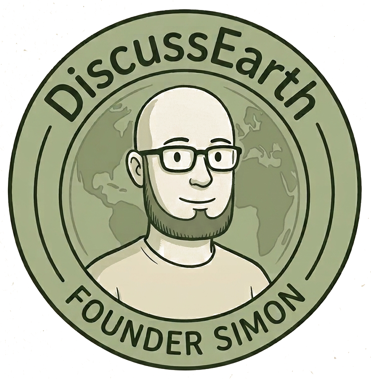 DiscussEarth founder badge illustration of Simon